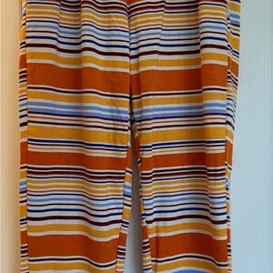 NWT Size L - LuLaRoe Striped Track Pants - Orange, Blue, Yellow